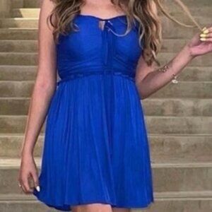 House of Harlow 1960 Royal Blue Pleated Mini Dress Medium Lightweight Party Sexy